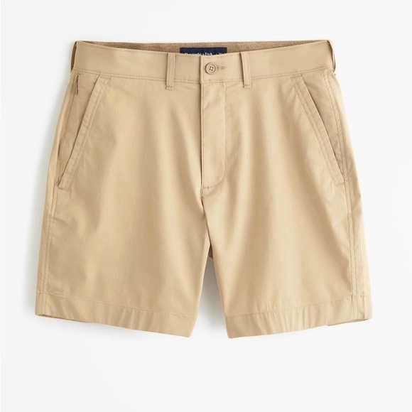 Abercrombie & Fitch Men’s Classic Epic Flex Khaki Flat Front Shorts Size 28 NWT - Picture 1 of 7